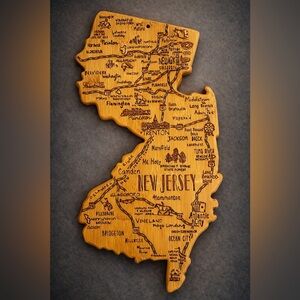Totally Bamboo New Jersey Shaped Cutting Board Engraved NJ Map